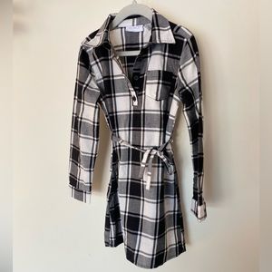 Girls Black & White Plaid Dress